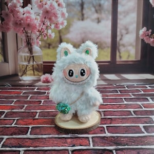 Labubu crochet plush toy,  labubu knitted finished  Cute Labubu Keychain, Bag Charm, Key ring, Labubu Blind box Kawaii Figures labubu doll