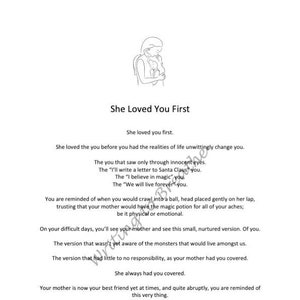 She Loved You First, Poem, Mother, Mother&#39;s Day, Mum, Mom, Digital Poem