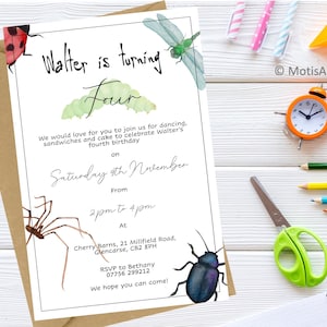 Bug Insect Party Invitation - Instant Digital Download - Edit and Personalise Yourself Online