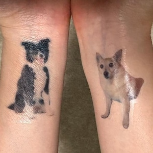 Custom Pet Portrait Temporary Tattoo: Dog, Cat Memorial Gift