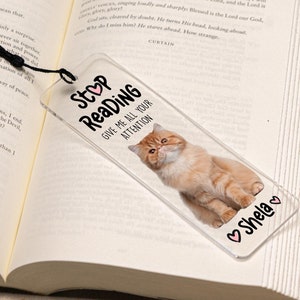 Personalized Pet Picture Bookmark, Custom Acrylic Cat Bookmark, Dog Photo Gift, Pet Owner Gifts, Bookmark with Tassel, Mothers Day Gifts