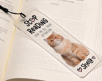 Personalized Pet Picture Bookmark, Custom Acrylic Cat Bookmark, Dog Photo Gift, Pet Owner Gifts, Bookmark with Tassel, Mothers Day Gifts
