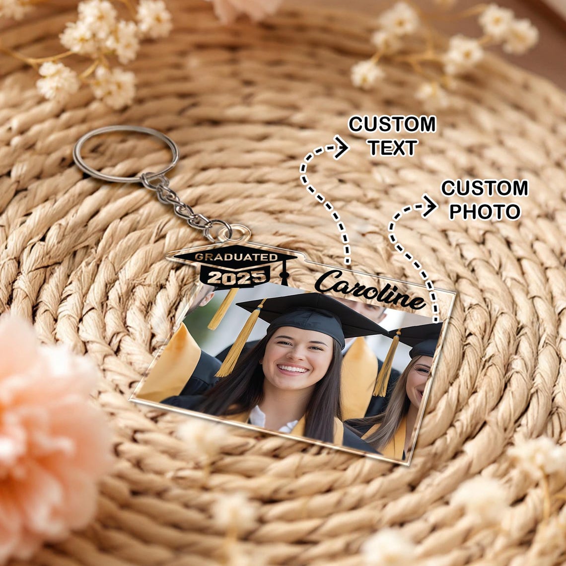 Acrylic Grad Photo Keychain, Graduate 2026 Key Holder, Custom Picture ...