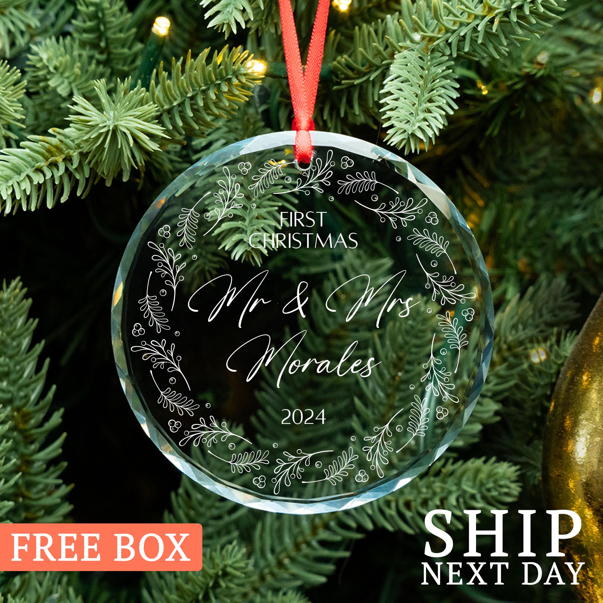 First Christmas Ornament,  New Family Ornament, Custom Married Ornament, Personalized Ornament, Christmas Gift Ornament, Glass Ornament