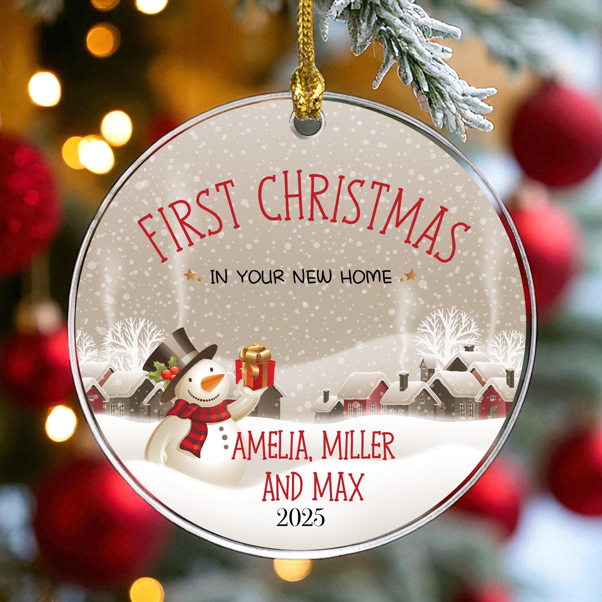 First Christmas in New Home 2025 Ornament, Personalized Our First Home Gift, Custom Names Keepsake, Glass Ceramic Acrylic Housewarming