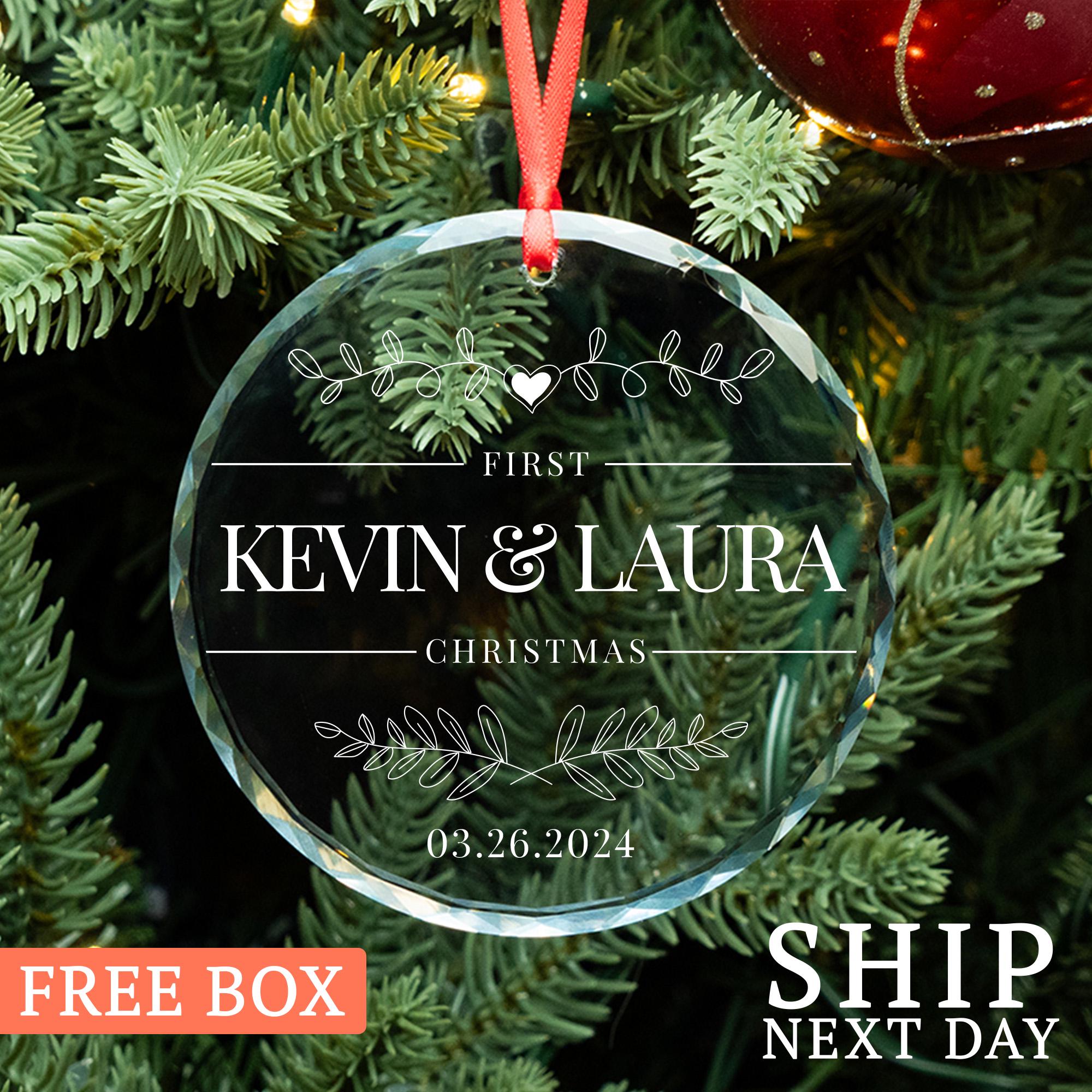 First Christmas As Ornament, Custom Engaged Ornament, Personalized Christmas Ornament, Customized Name Ornament, Christmas Gift