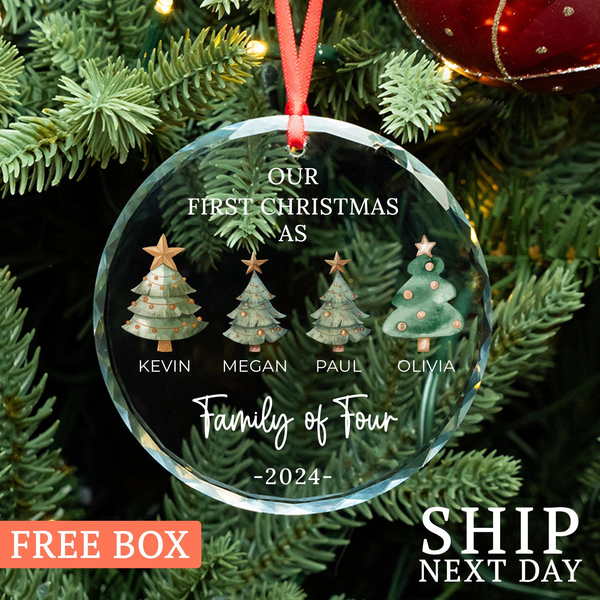 Custom First Christmas Ornament, New Baby Gifts,  Personalized Family Ornament, Christmas Gift Ornament, Glass Ornament, Baby Name Ornament