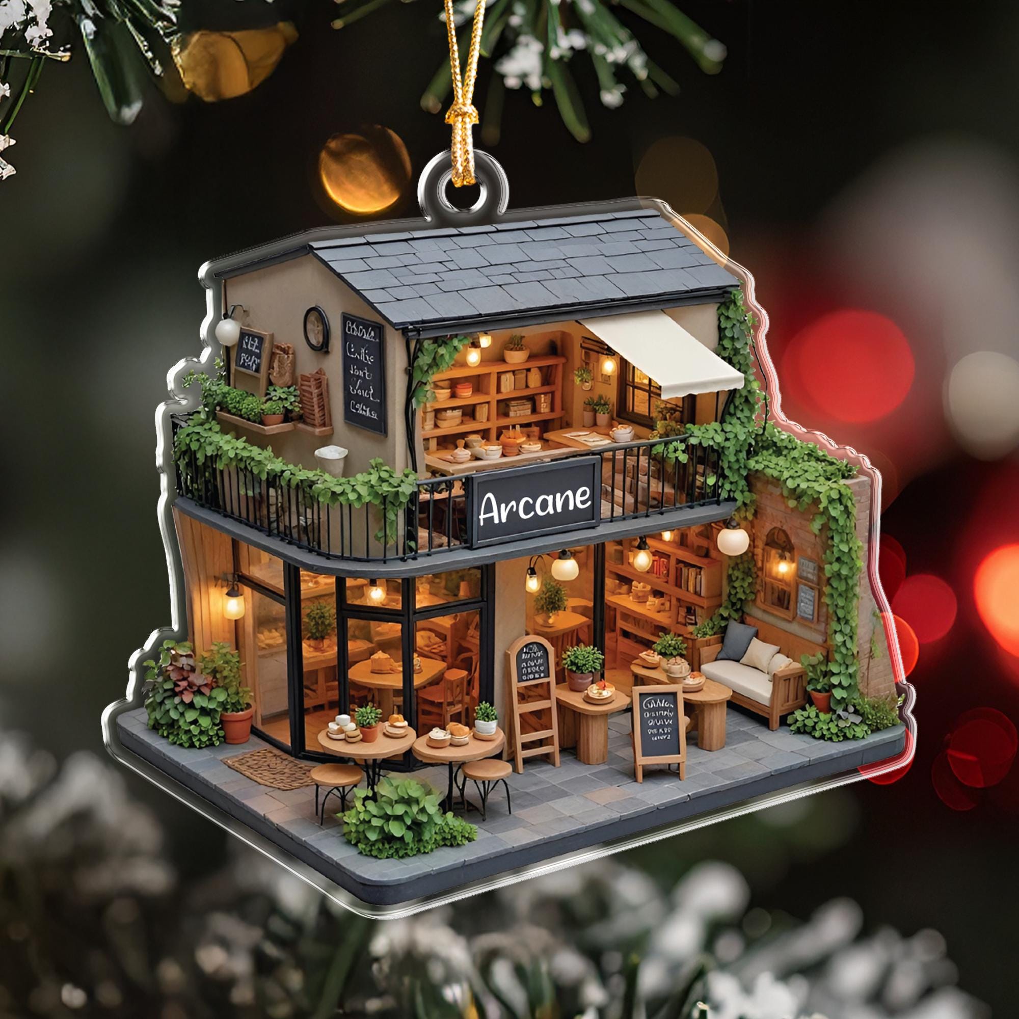 Personalized Storefront Ornament, Custom Business Name Coffee Shop, New Business Owner Christmas Gift, Miniature Bakery Cafe Keepsake