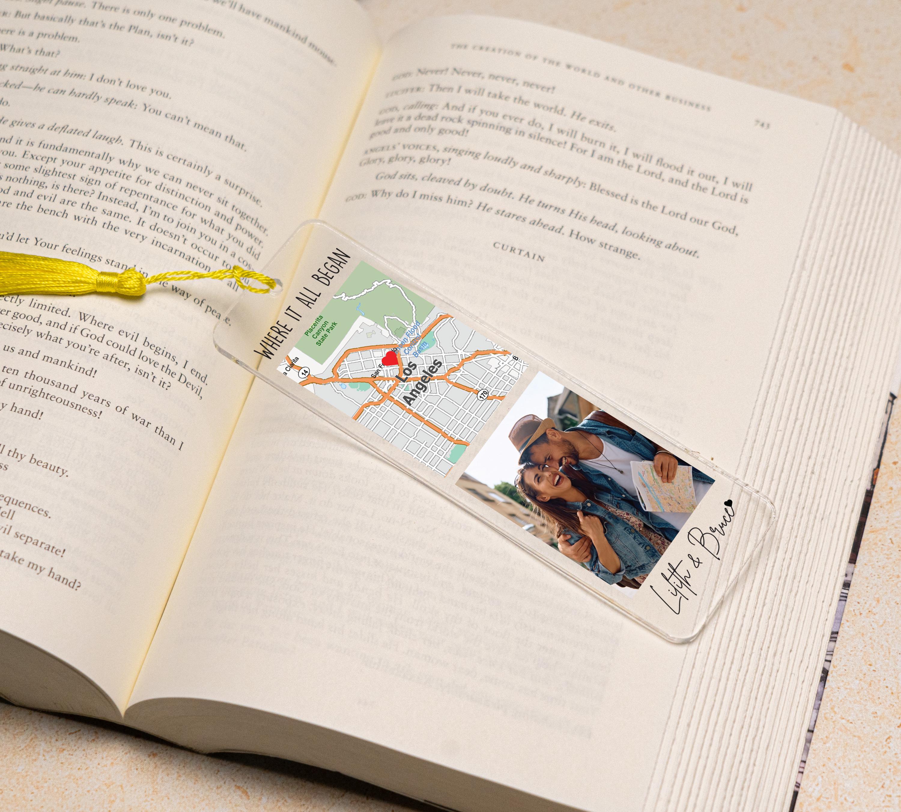 Custom Valentines Day Bookmark, Couple Anniversary Gifts, Map Bookmark, Valentines Day Bookmark, Where It All Began, Gift for Girlfriend