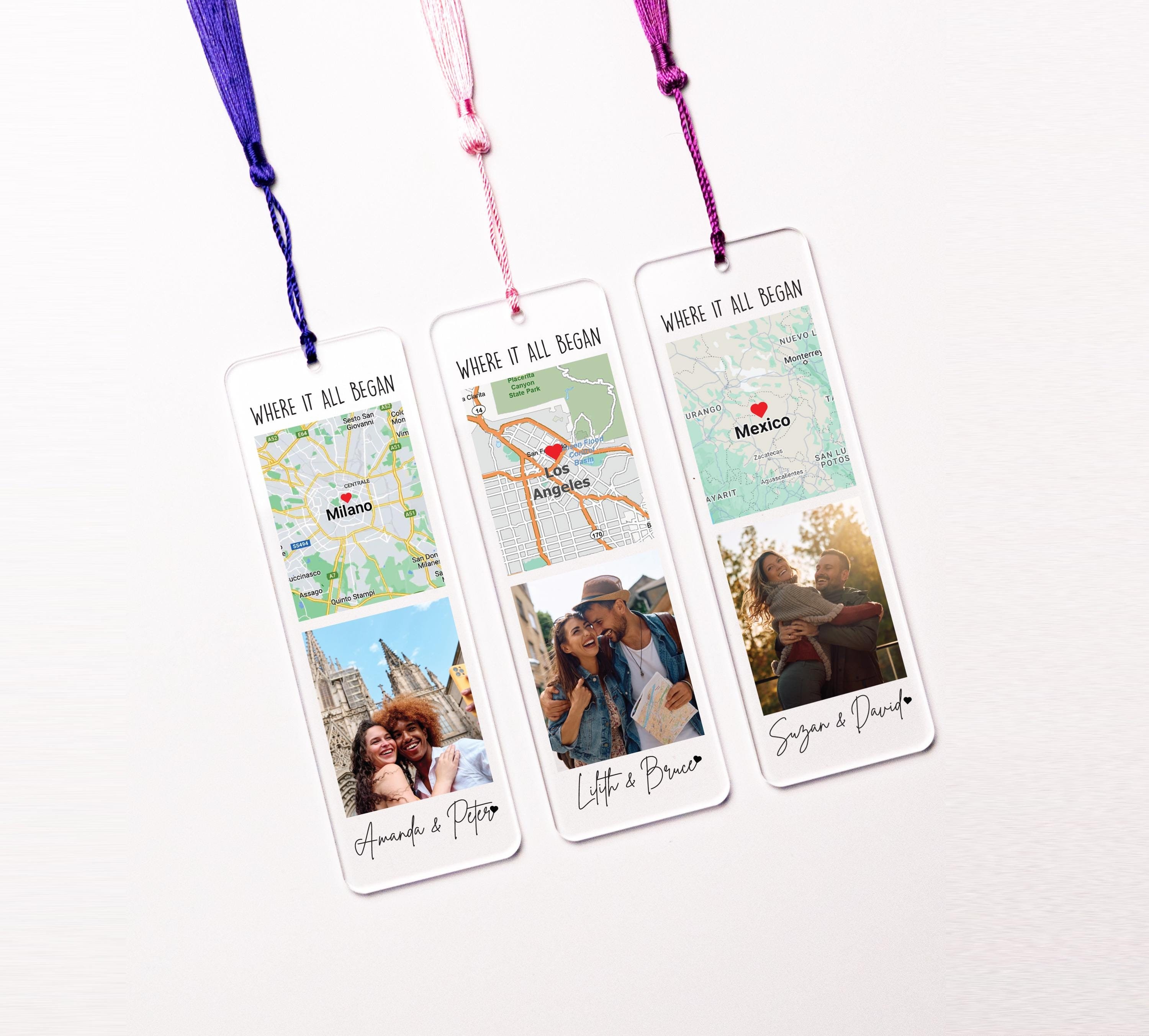 Custom Valentines Day Bookmark, Couple Anniversary Gifts, Map Bookmark, Valentines Day Bookmark, Where It All Began, Gift for Girlfriend
