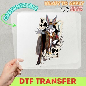 Bugs Bunny King of Spades DTF Transfer - Looney Tunes Cartoon Rabbit Playing Card Iron On Heat Press Design