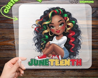 Juneteenth Celebration DTF Transfer, Cartoon Woman Design, Cultural Pride Iron-On Decal, African American Heritage Heat Transfer