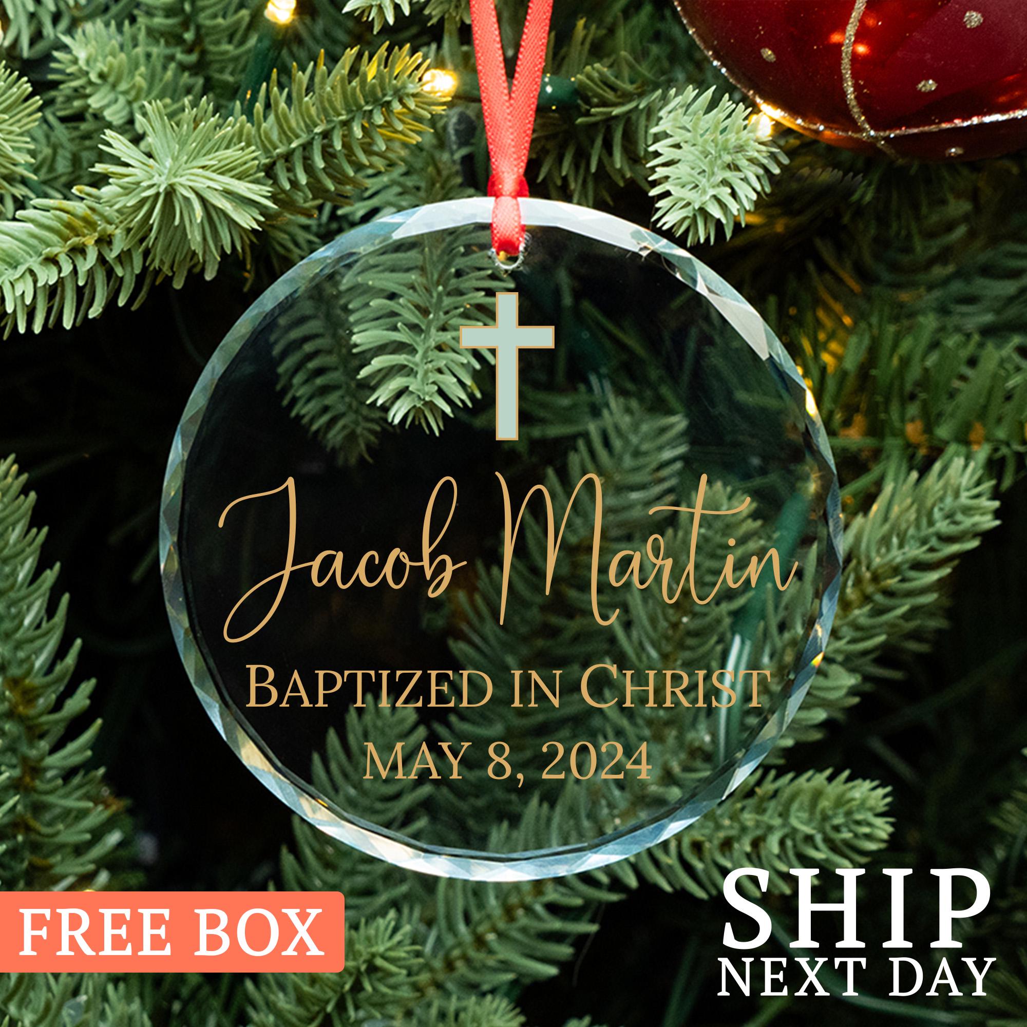 Custom Baptized Ornament , Personalized Christmas Ornament, New Baby Ornament, Christian Gifts, Godparents Ornament, Christmas Gift Ornament