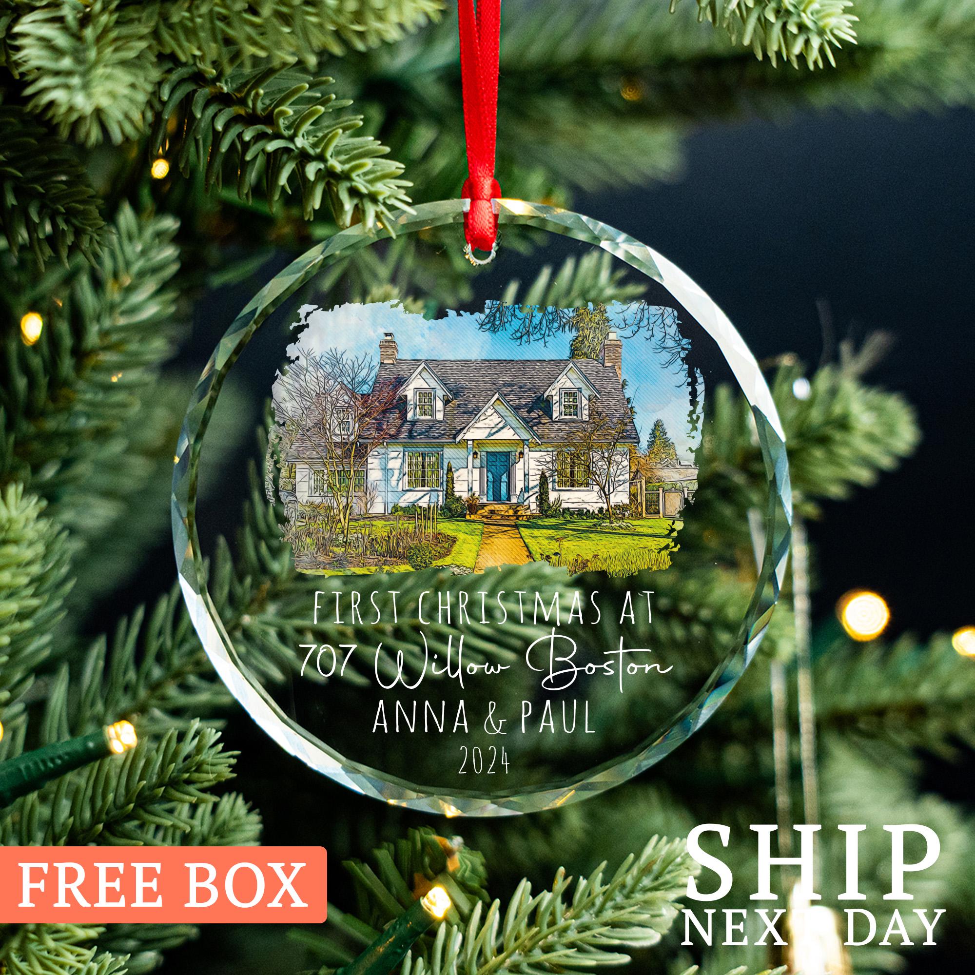 First Christmas at Ornament, New Home Ornament, New Home Gift, Personalized Photo Ornament, Hanging Ornament, Christmas Gift, Glass Ornament