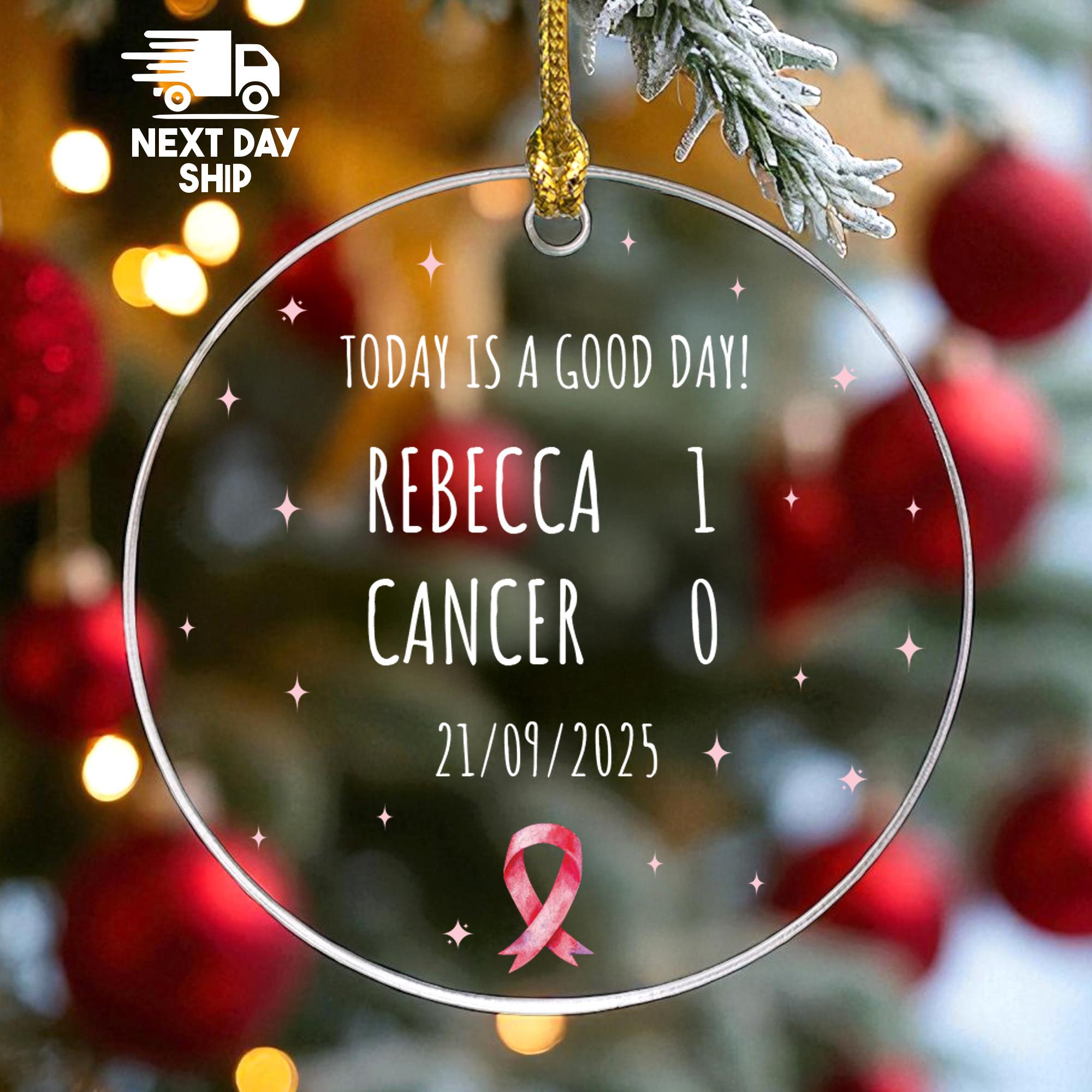 Personalized Cancer Survivor Ornament, Custom Name Date Keepsake, Chemo Care Package Gift, A Symbol of Strength and Hope