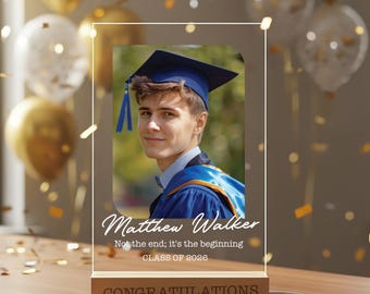Graduate Photo Acrylic Plaque, Photo Name Sign, Class of 2026 Display, Grad Picture Gift, Graduation Gifts, High School Graduate Presents