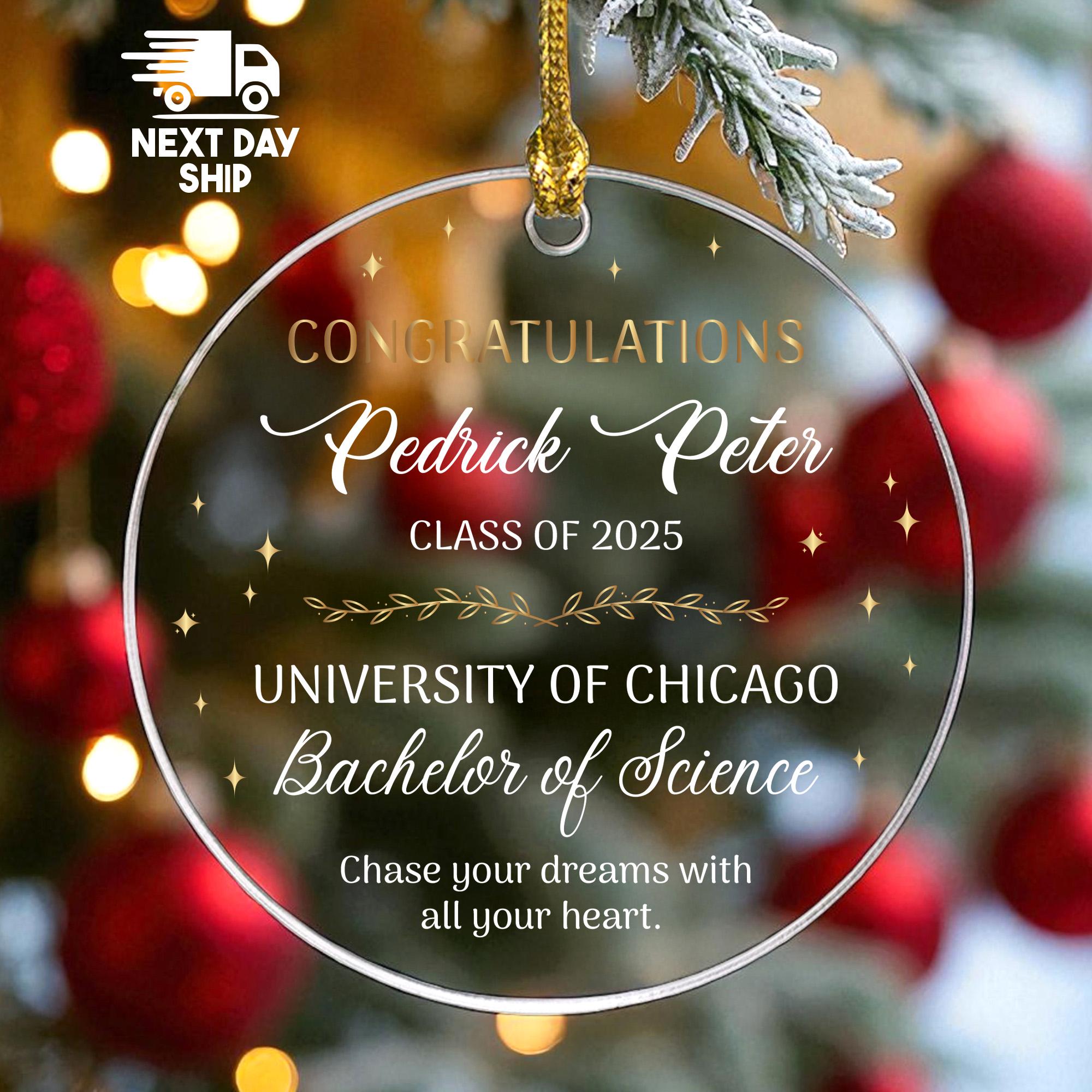 Personalized Graduation Ornament 2025, Custom Name University & Degree, Congratulations Grad Gift, Glass Ceramic Acrylic Keepsake