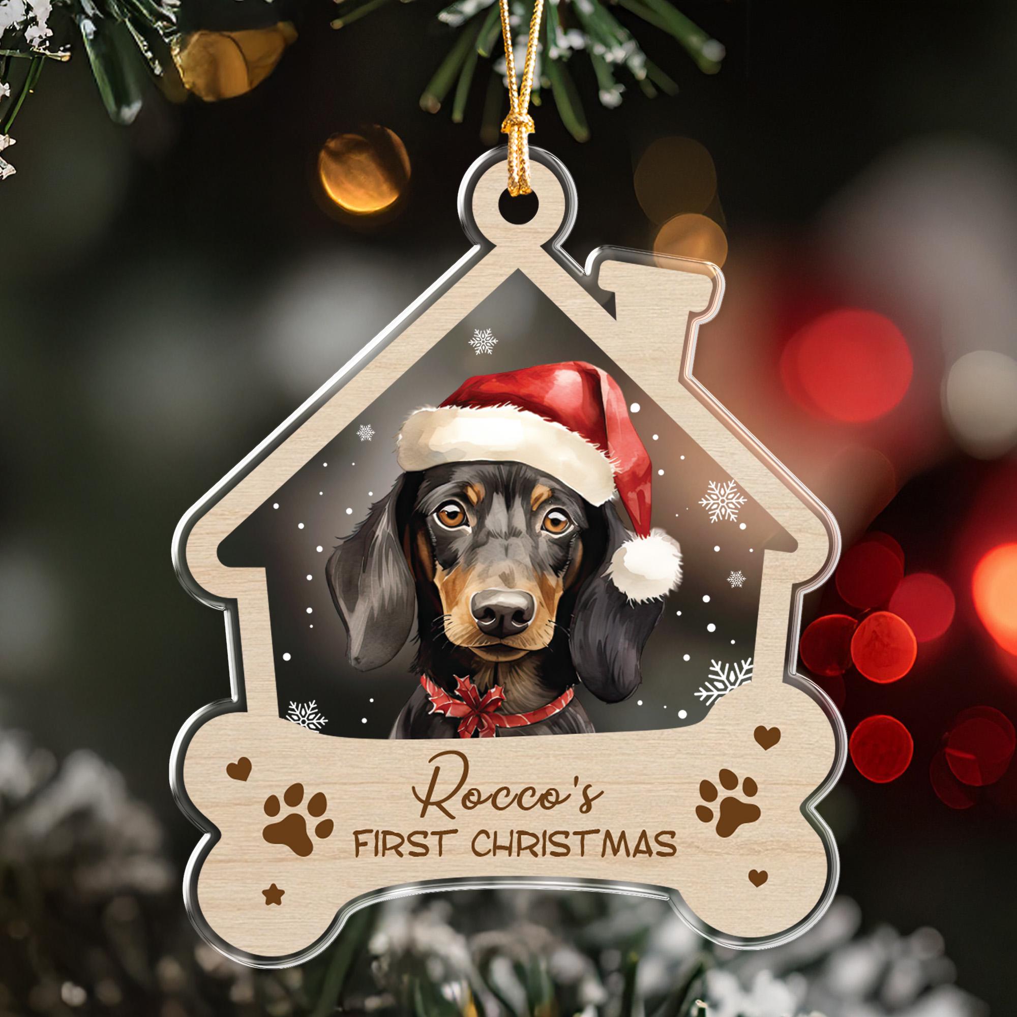 Personalized Dog First Christmas Ornament, Custom Pet Name Breed Keepsake, New Puppy Gift, Dog Lover Memorial Decor, Xmas Tree Hanger