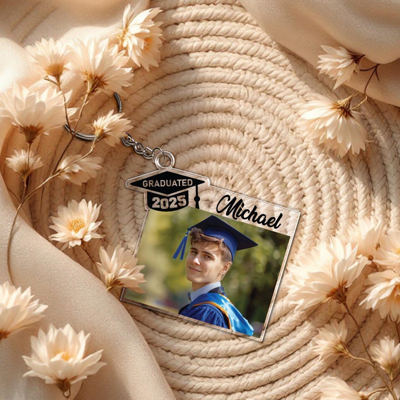 Acrylic Grad Photo Keychain, Graduate 2026 Key Holder, Custom Picture ...