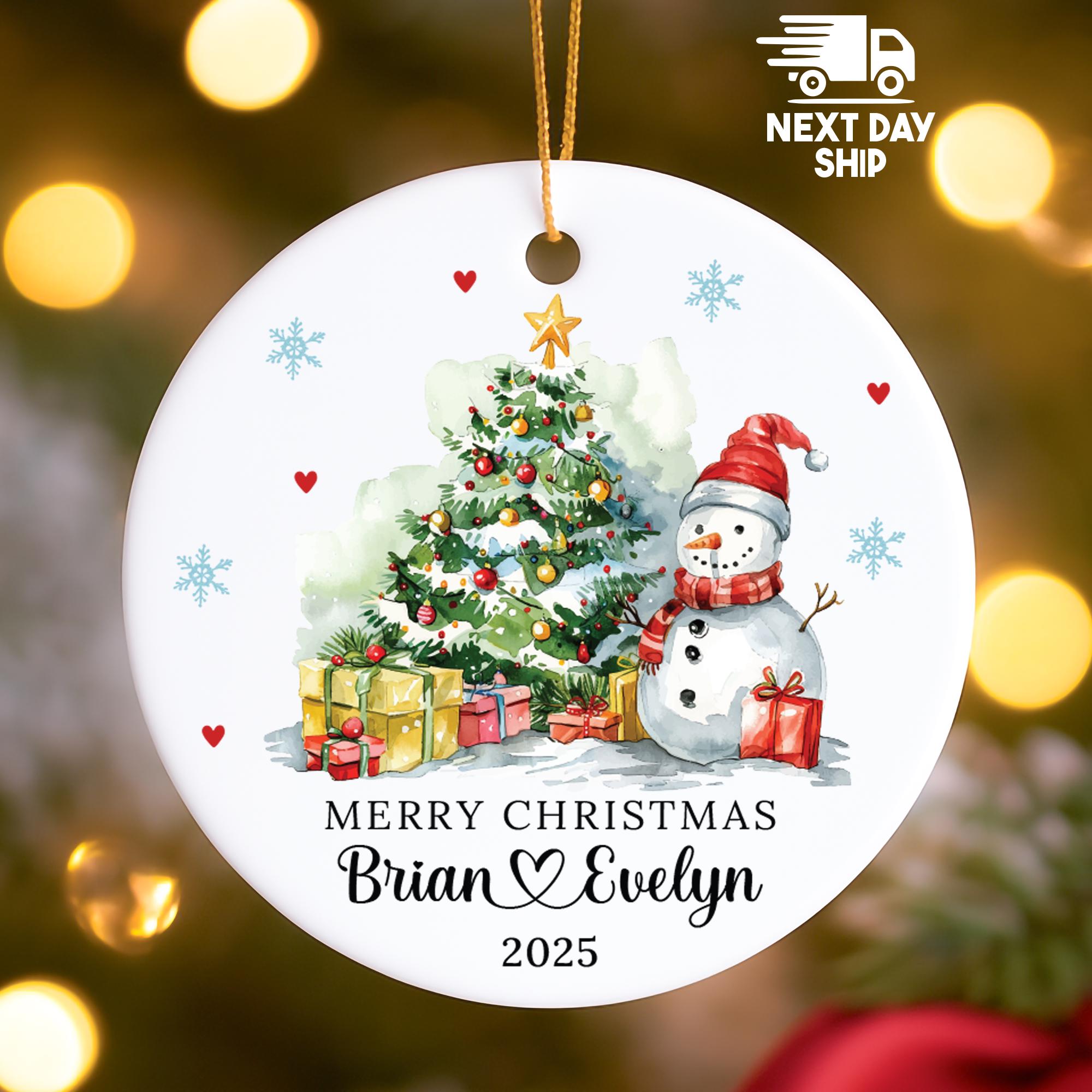 Personalized Couple's Christmas Ornament 2025, Custom Names Snowman Keepsake, Romantic Holiday Gift, A Cozy Winter Love Story