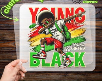 Young Black Gifted DTF Transfer, Cultural Pride Iron-On Decal, Empowering Heat Transfer for Youth, African Heritage Design