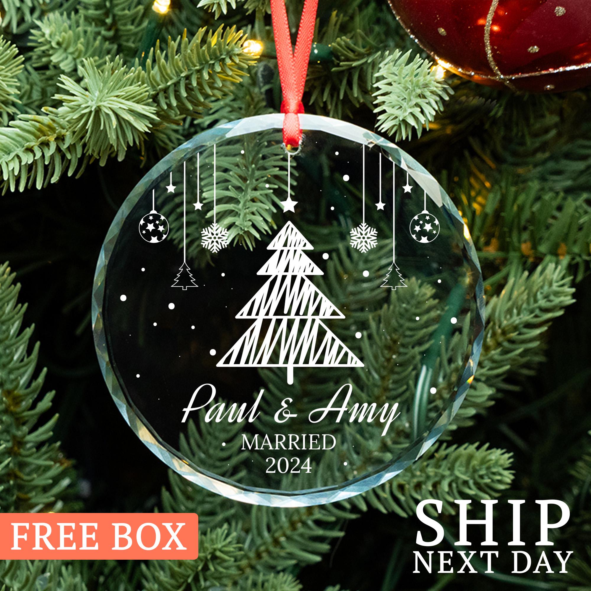Personalized Married Ornament, Custom Engaged Ornament, New Family Ornament, First Christmas, Engagement Ornament, Engagement Keepsake