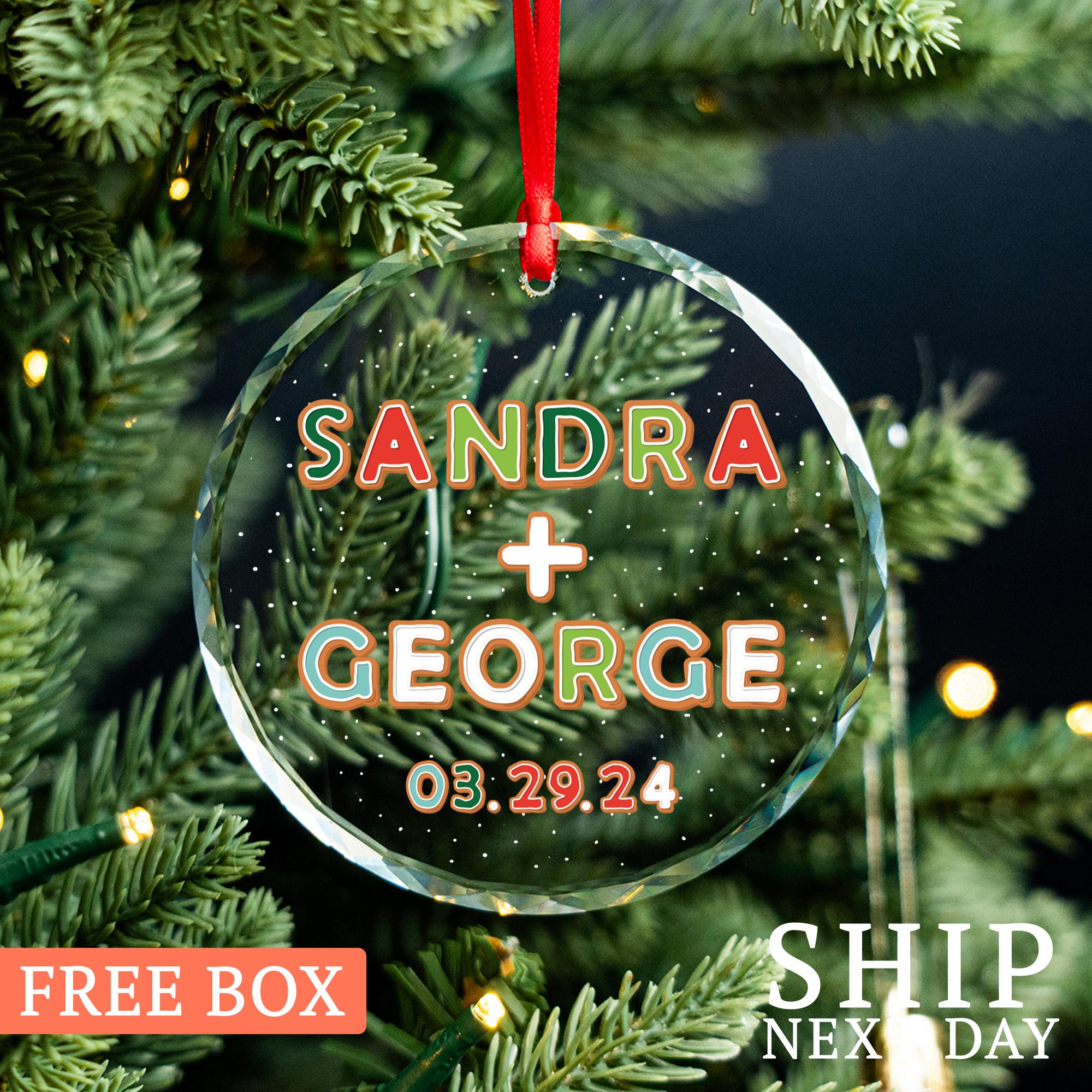 Custom Engaged Ornament, New Family Ornament, Personalized Ornament, Christmas Gift 2025, Holiday Ornament, Glass Ornament, Gift For Couple
