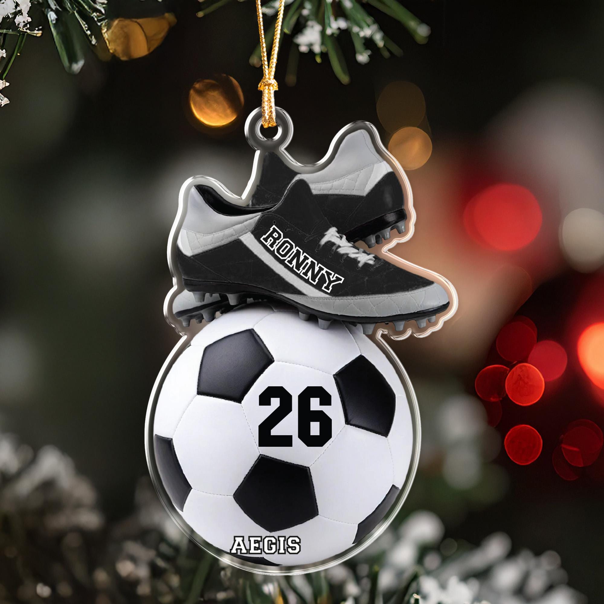 Personalized Soccer Ornament, Custom Name Number Team Gift, Soccer Player Christmas Keepsake, Sports Fan Decor for Boy, Soccer Mom Gift