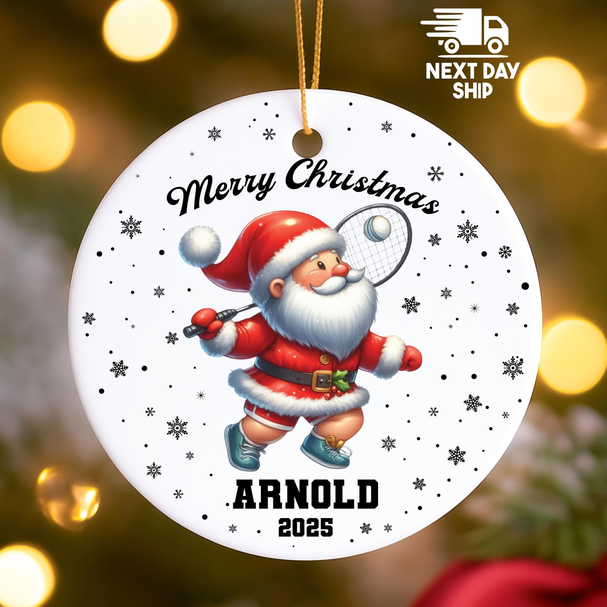 Personalized Squash Racquetball Ornament, Santa Player Custom Name, Sports Gift 2025, Glass Ceramic Acrylic Keepsake