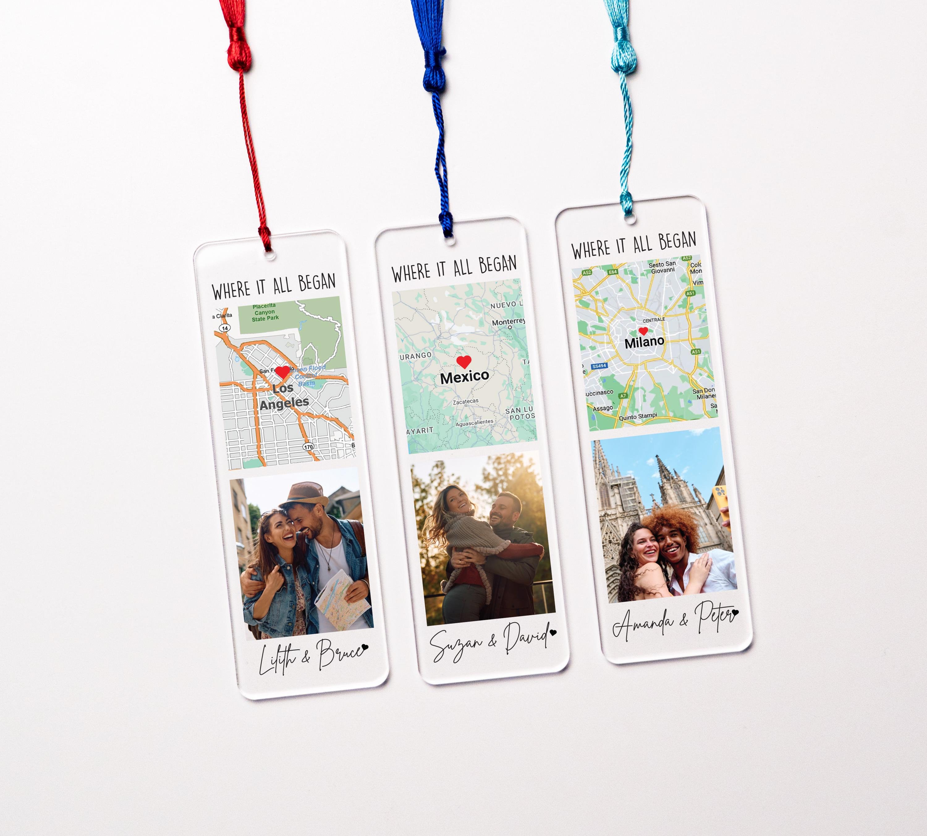 Custom Valentines Day Bookmark, Couple Anniversary Gifts, Map Bookmark, Valentines Day Bookmark, Where It All Began, Gift for Girlfriend