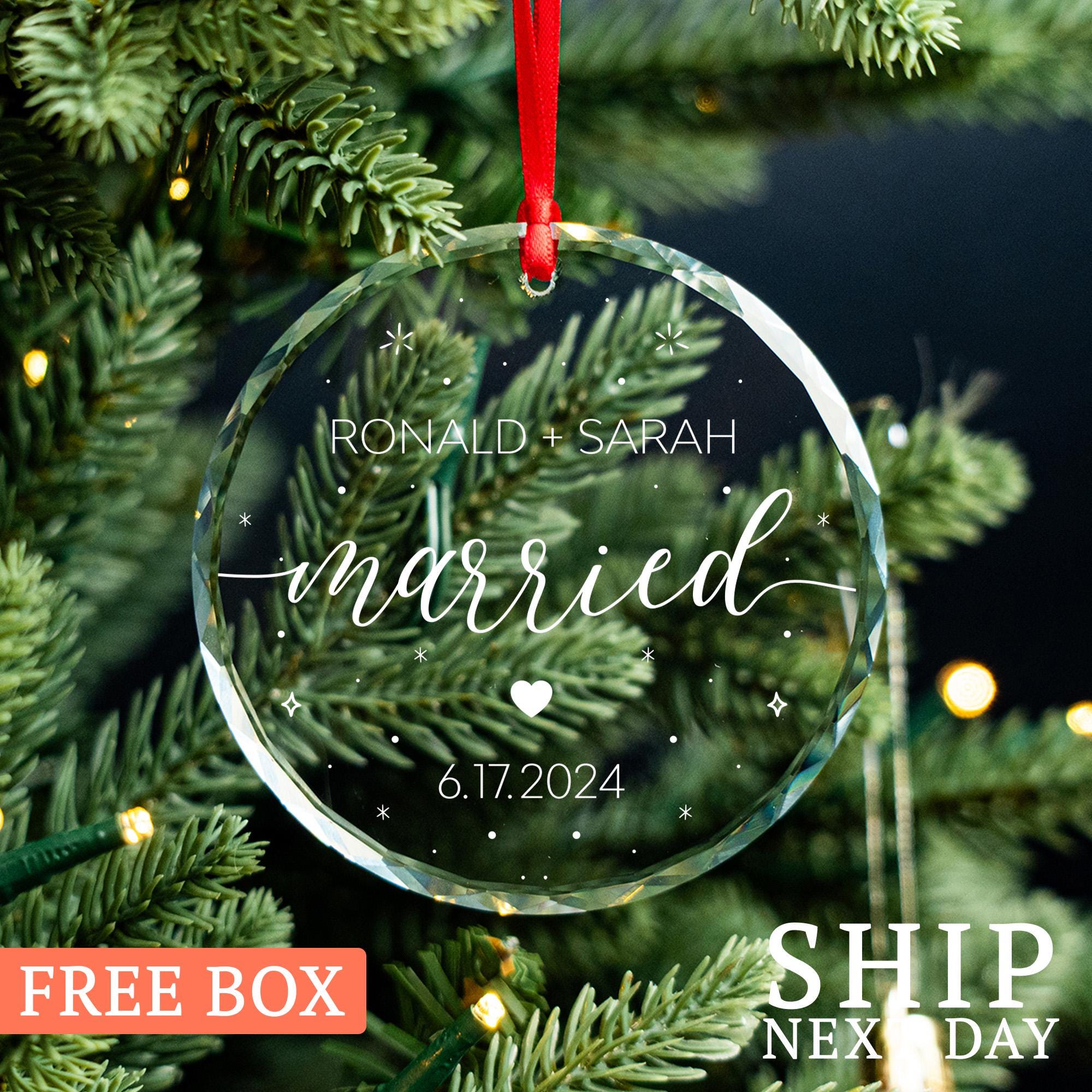 Personalized Married Ornament, New Family Ornament, Wedding Ornament, Christmas Ornament, Wedding Gifts, Couple Ornament, Holiday Ornament