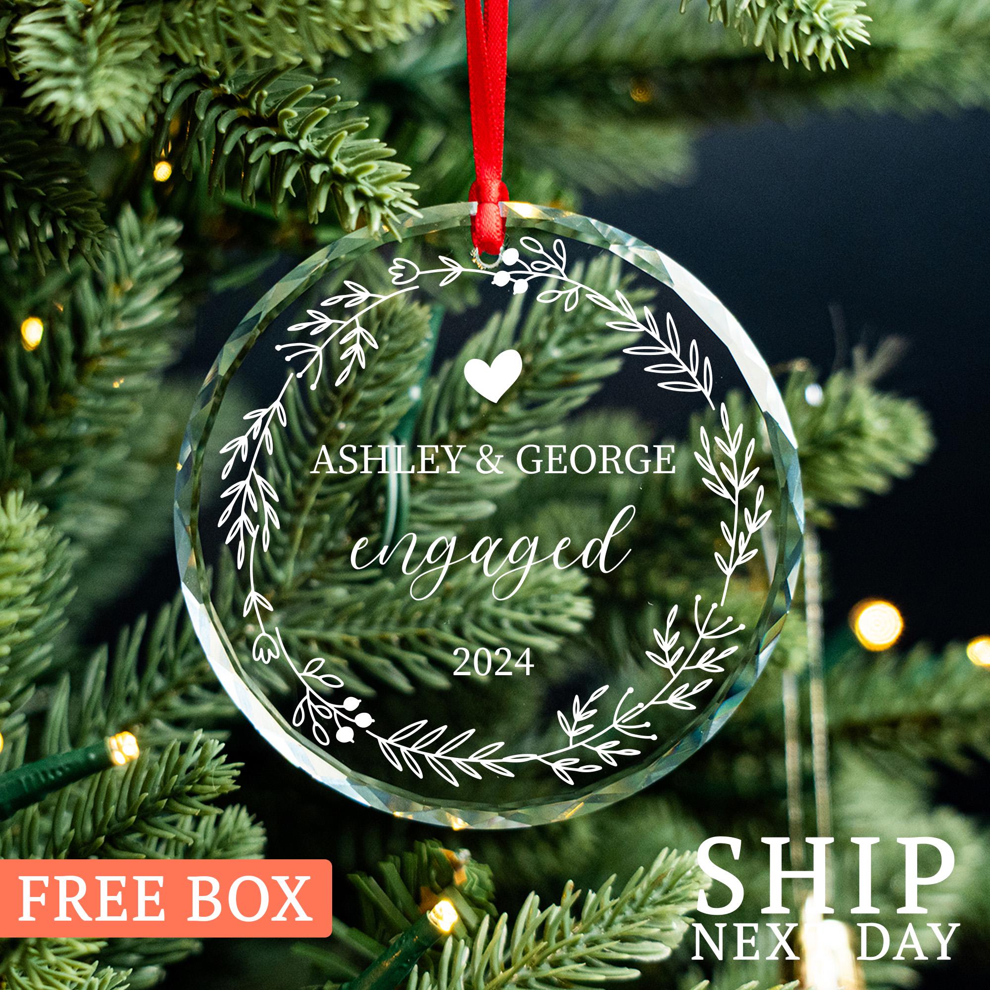 Custom Engaged Ornament, Personalized Christmas Ornament,  New Family Ornament, Engagement Ornament, Christmas Gift, Engagement Gifts