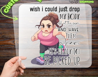 Funny Fitness Humor DTF Transfer, Cartoon Running Woman Iron-On Decal, Workout Motivation Gift for Gym Enthusiasts, Ready to Press