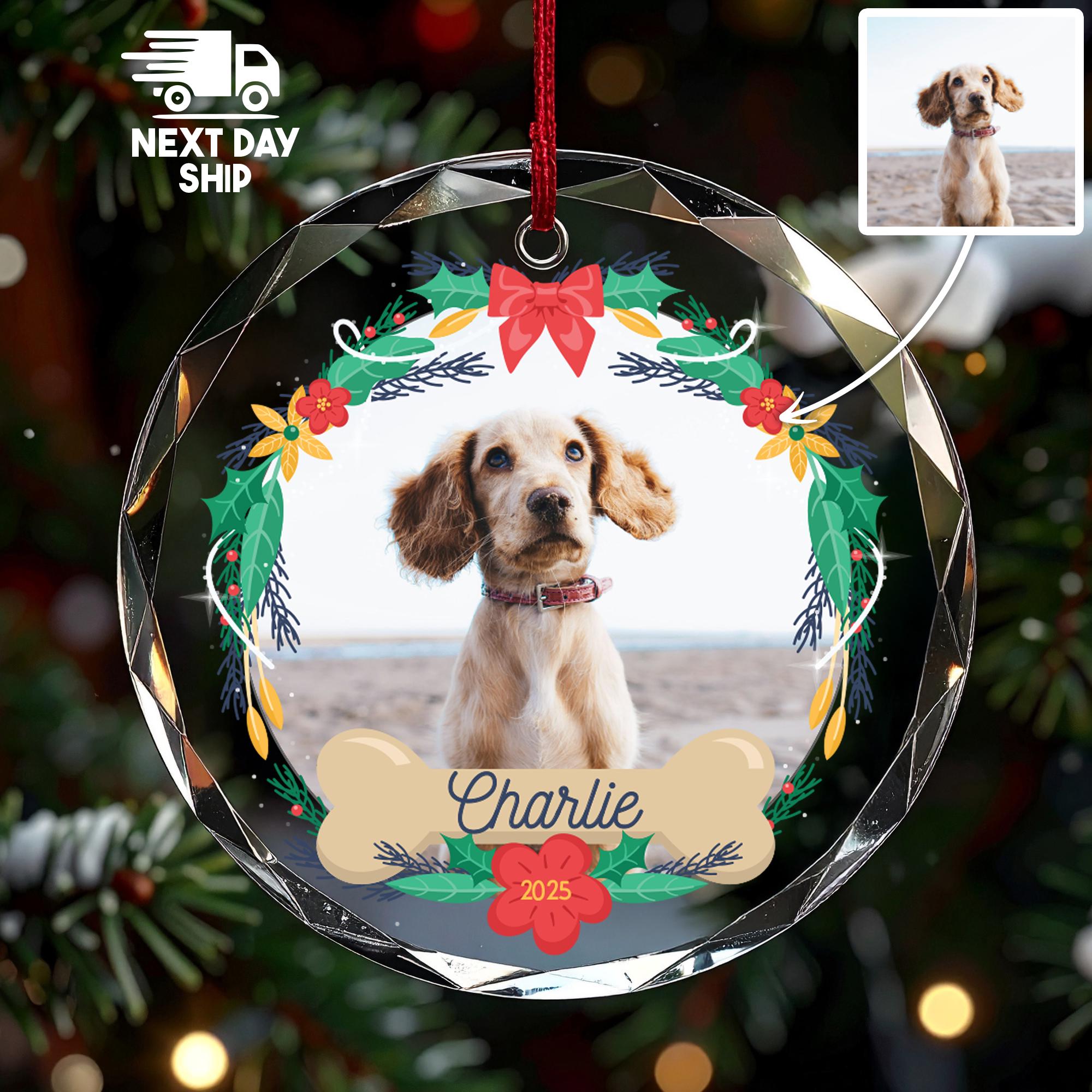 Personalized Dog Photo Ornament 2025, Custom Pet Name Christmas Keepsake, Dog Lover Gift, A Pawsitively Perfect Holiday