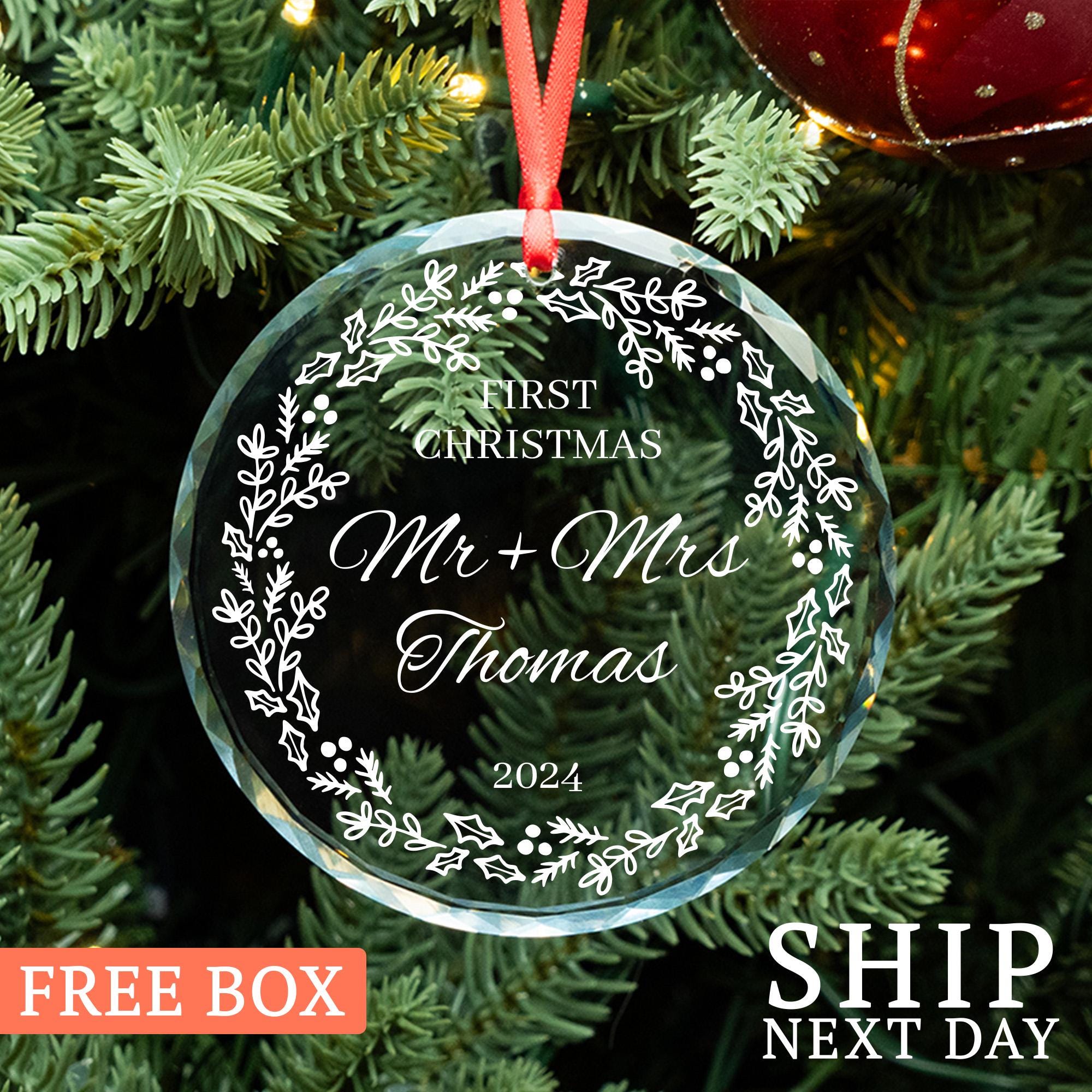 First Christmas Ornament, Personalized Married Ornament, Wedding Ornament, Christmas Gift Ornament 2025, Glass Ornament, Newlywed Ornament