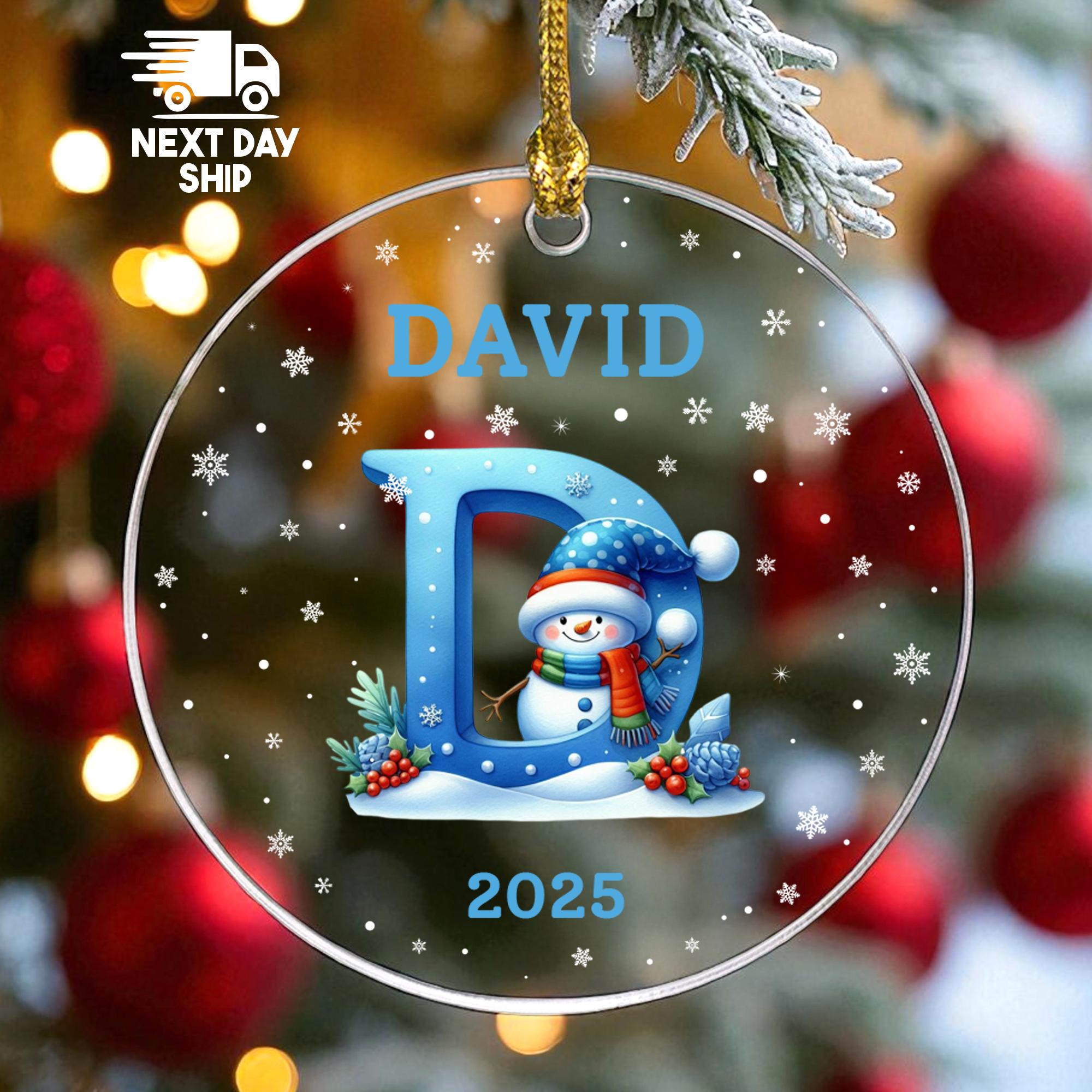 Personalized Snowman Monogram Ornament, Custom Name Initial Keepsake 2025, Kids Christmas Gift, A Frosty Holiday Treasure
