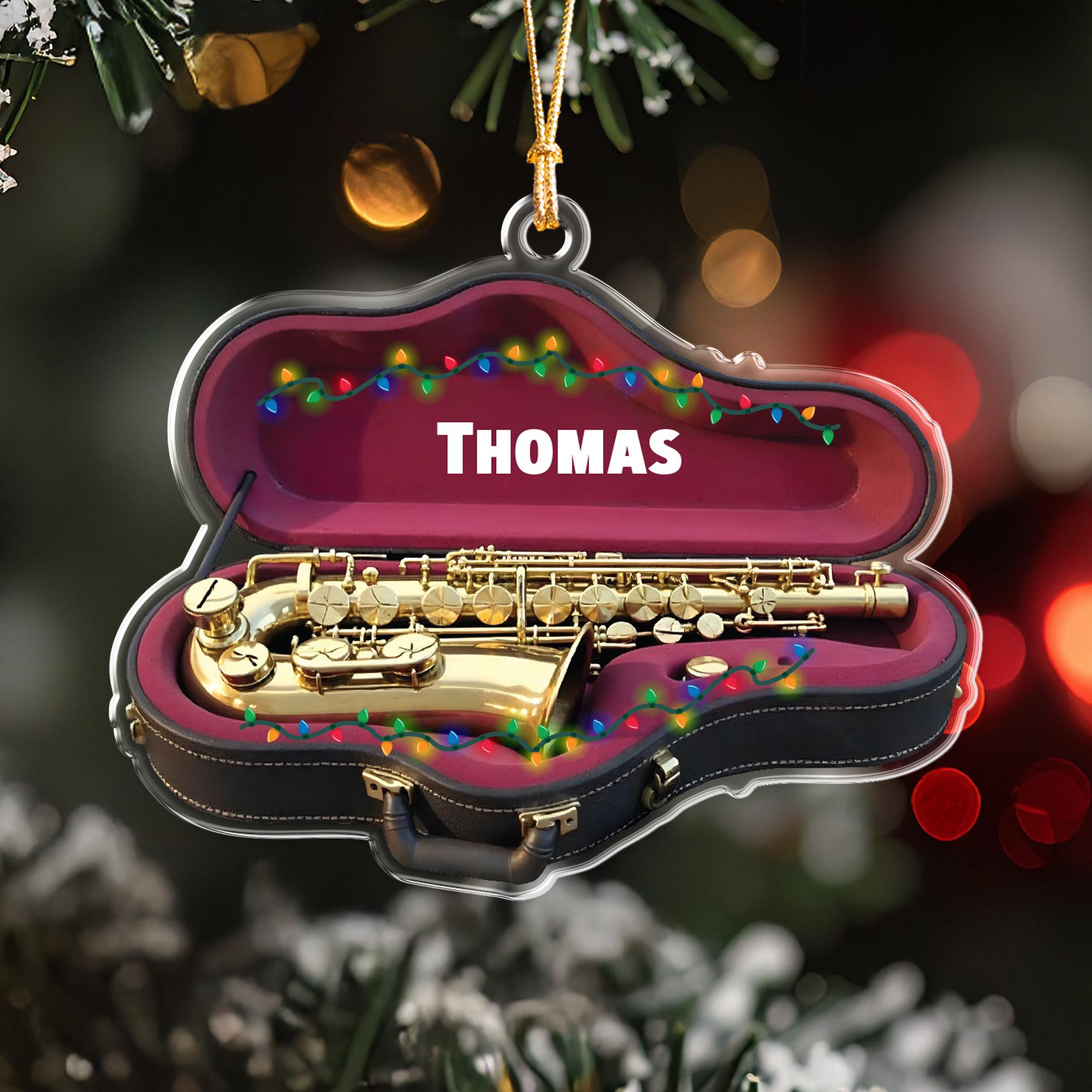 Personalized Saxophone Ornament, Custom Name Musician Gift, Sax Player Christmas Keepsake, Music Teacher Gift, Band Member Holiday Decor