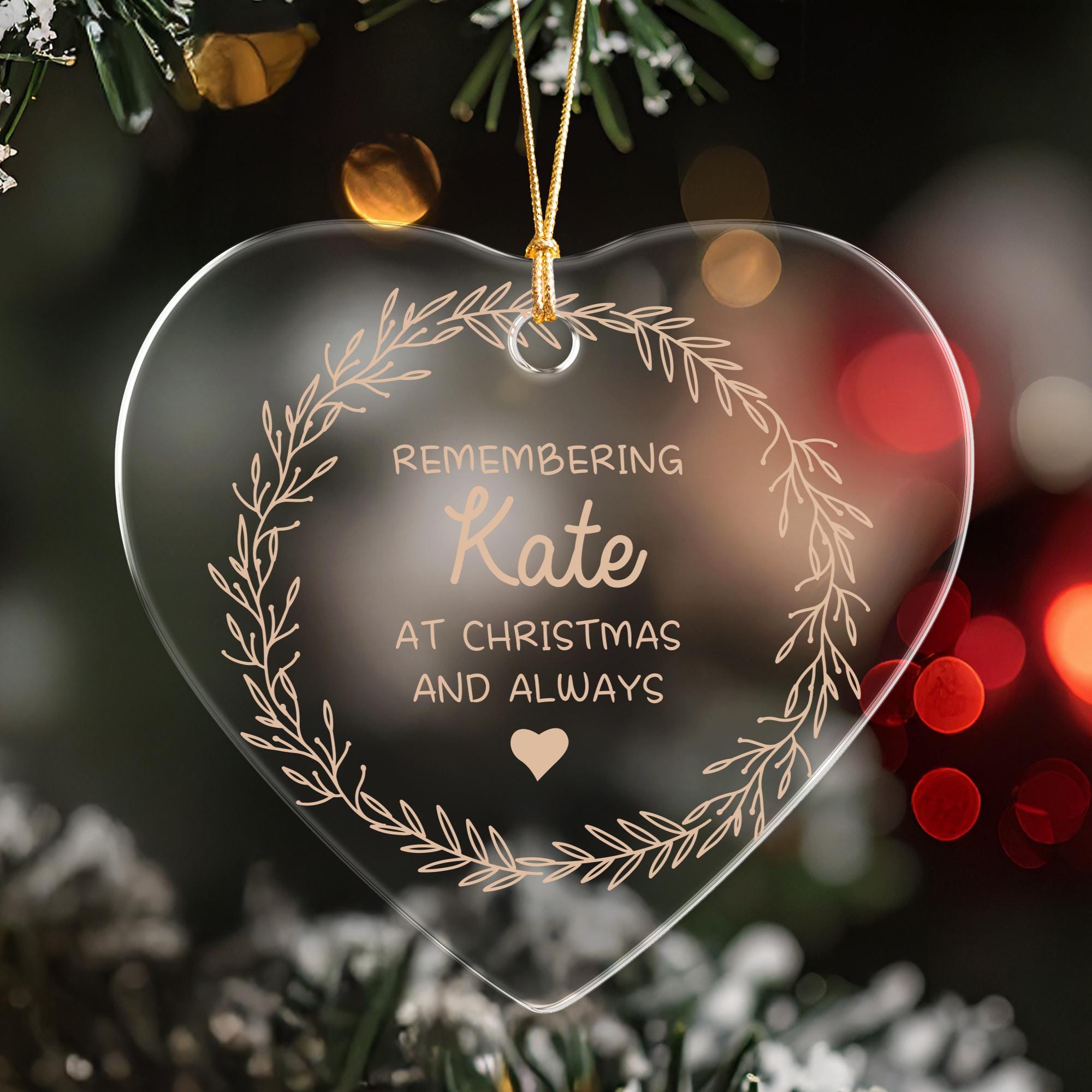 Memorial Ornament, Personalized 'Remembering at Christmas' Keepsake, In Loving Memory Sympathy Gift, Glass Ceramic Acrylic