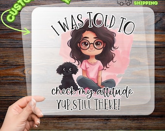 Sassy Attitude Iron-On Decal, Cartoon Girl with Dog Humor Transfer, Funny Self-Expression Heat Transfer for Confident Teens