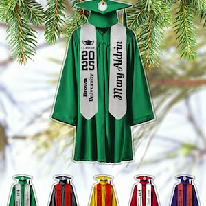 Graduation Gown Ornament, Personalized Graduation Keepsake, Class of 2025 Grad Gift Ornament, High School Graduate Name Acrylic Ornament