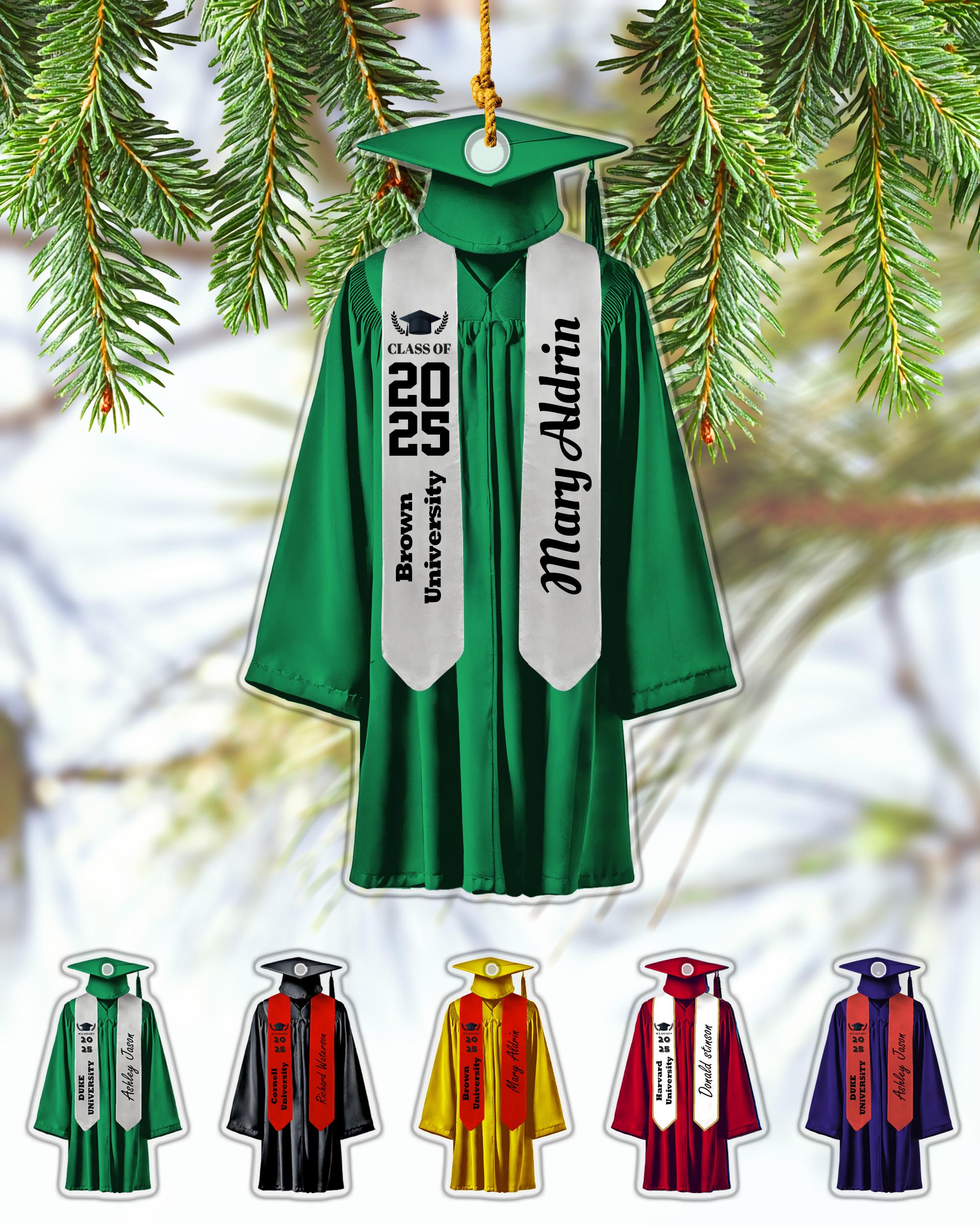 Graduation Gown Ornament, Personalized Graduation Keepsake, Class of 2026 Grad Gift Ornament, High School Graduate Name Acrylic Ornament