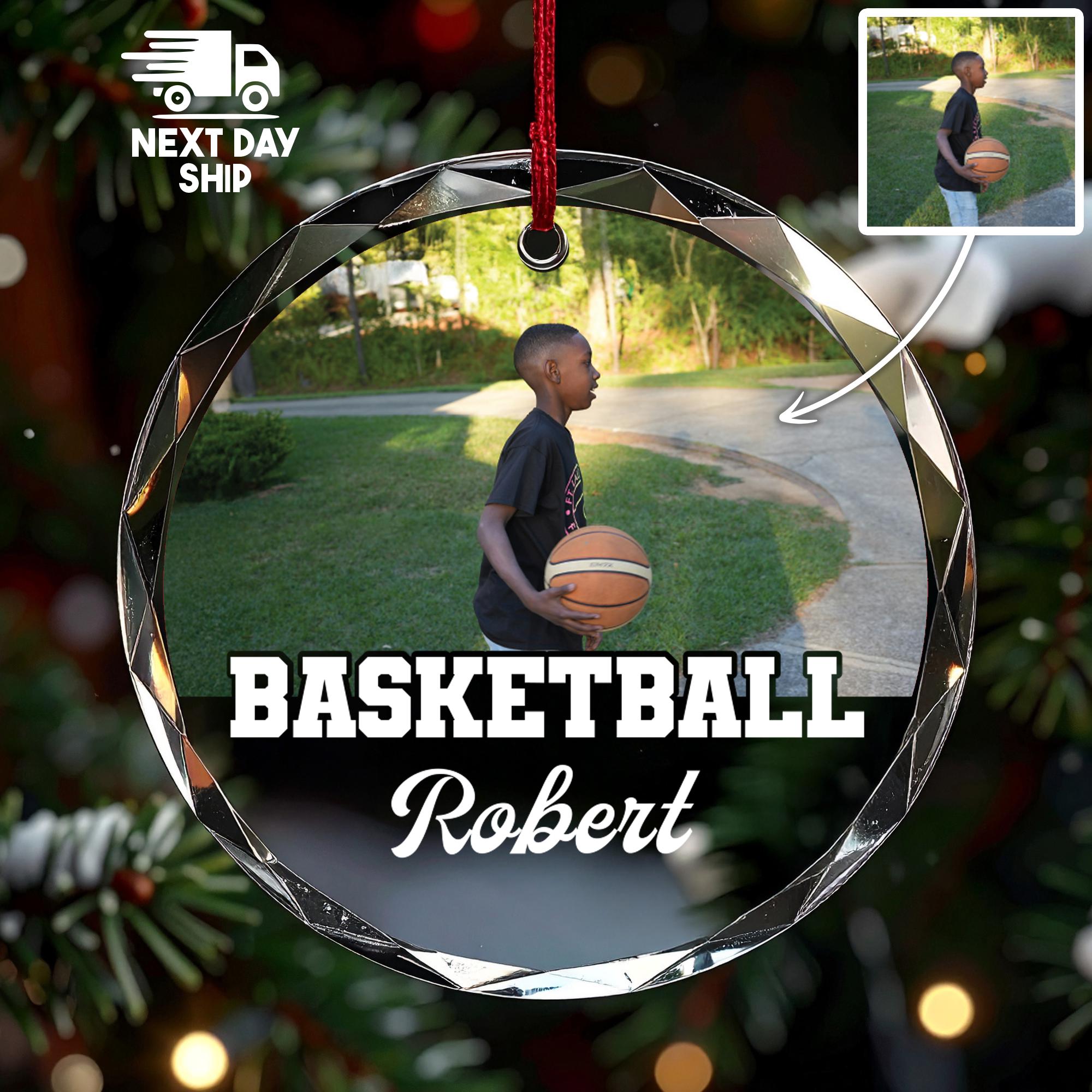 Personalized Basketball Photo Ornament, Custom Name Player Keepsake 2025, Senior Night Gift, A Slam Dunk Holiday Memory