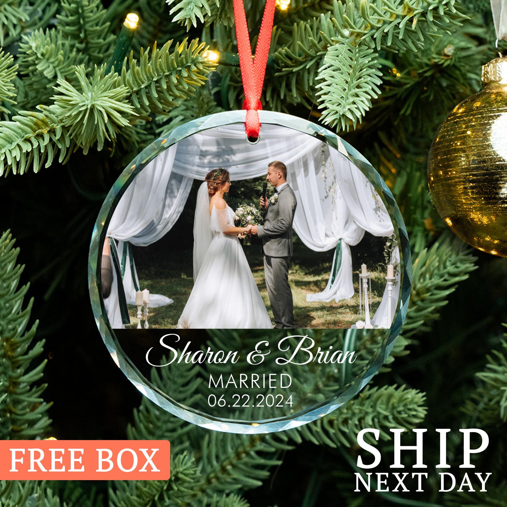 Personalized Married Ornament, Engaged Ornament, Christmas Photo Ornament, Custom Photo Ornament, Christmas Gift Ornament, Wedding Ornament
