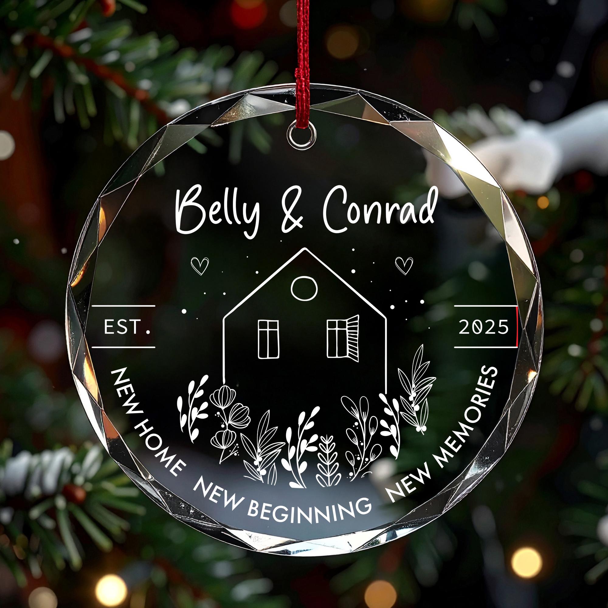 Personalized Our First Home Ornament 2025, New Beginning Keepsake for Couple, Custom Names, Glass Ceramic Acrylic, Housewarming Gift