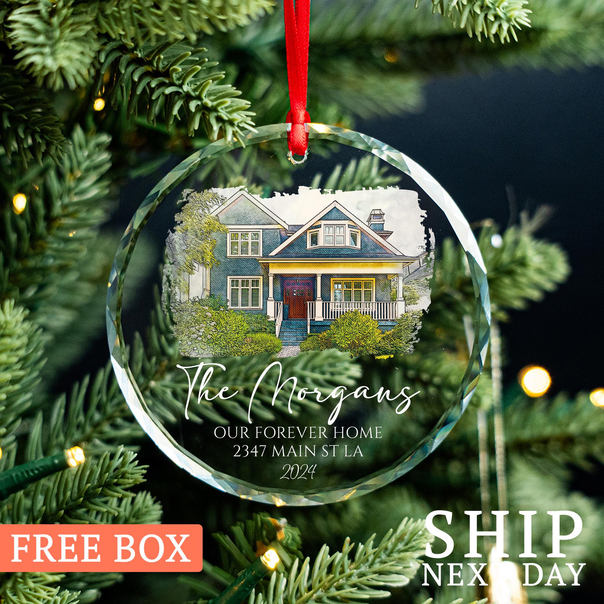 New Home Ornament, Custom Photo Ornament, First Home Ornament, Christmas Tree Decoration, Address Ornament, Home Decor, Christmas Ornament