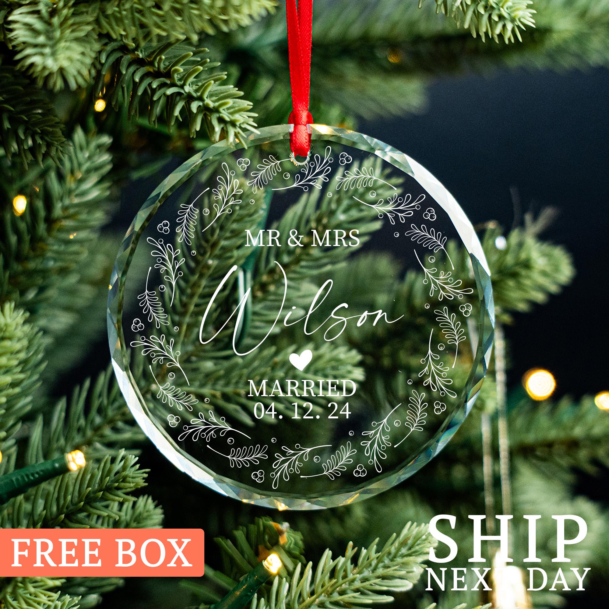 Custom Married Ornament, Personalized Ornament, Christmas Gift Ornament, First Christmas Ornament, New Family Ornament, Gift For Newlywed