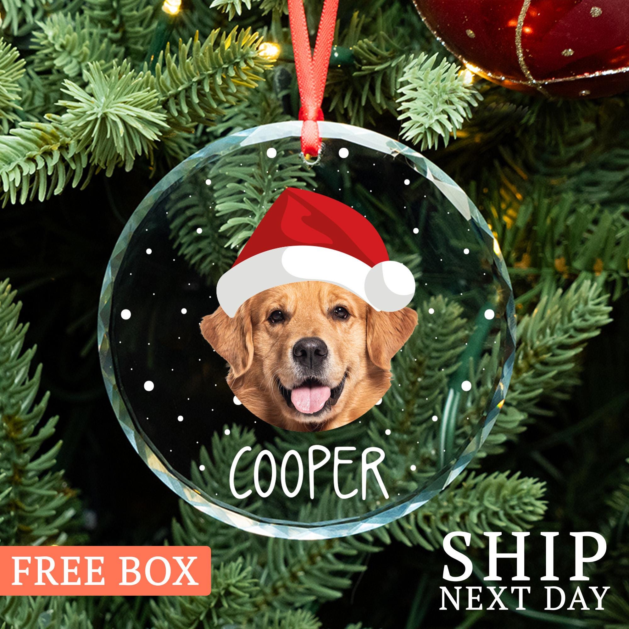 Custom Pet Photo Ornament, Christmas Ornament, Personalized Name Ornament, Pet Owner Ornament , Christmas Gift, Glass Ornament, Dog Ornament