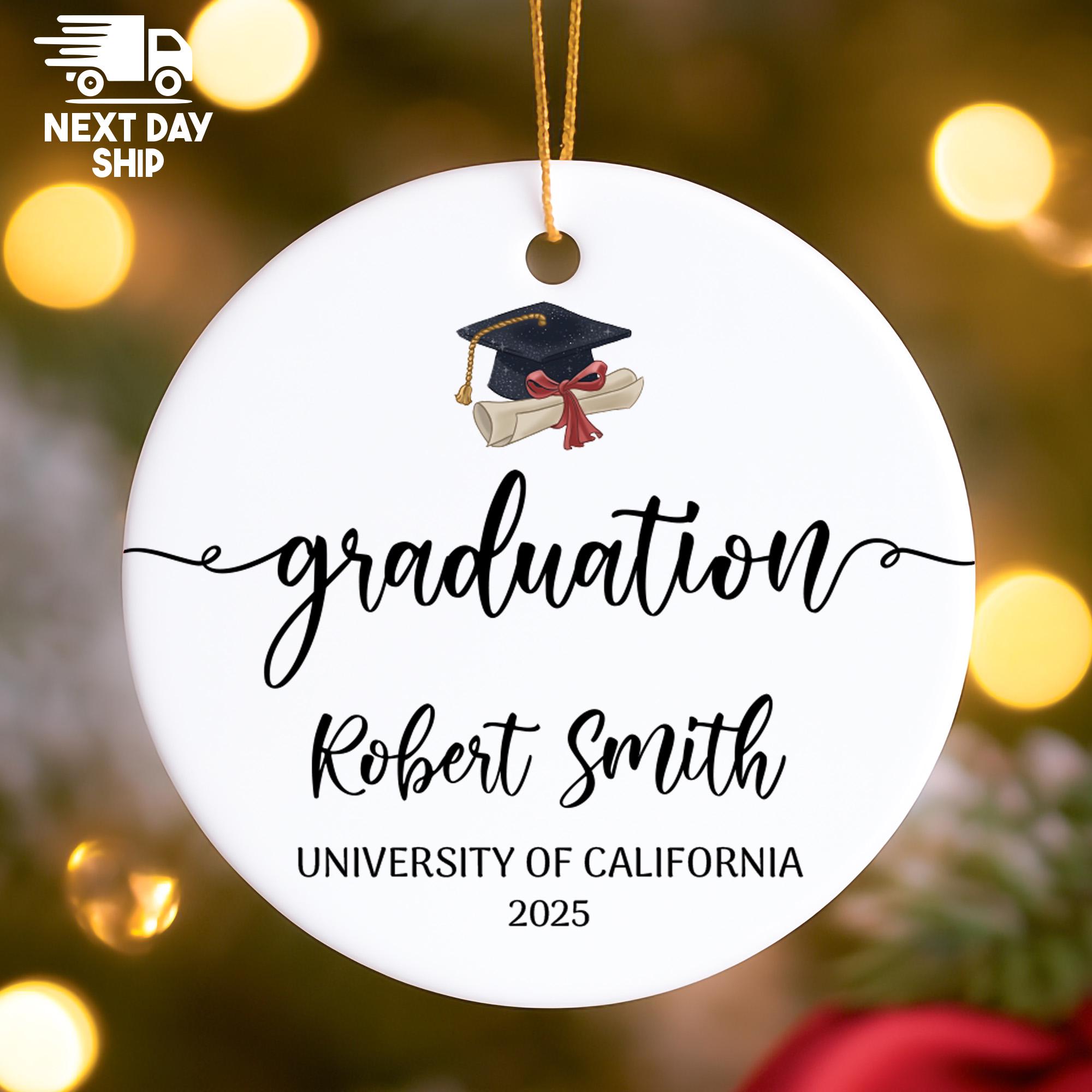 Personalized Graduation Ornament 2026, Custom Name & University, College Grad Gift, Class of 2026, Glass Ceramic Acrylic Keepsake