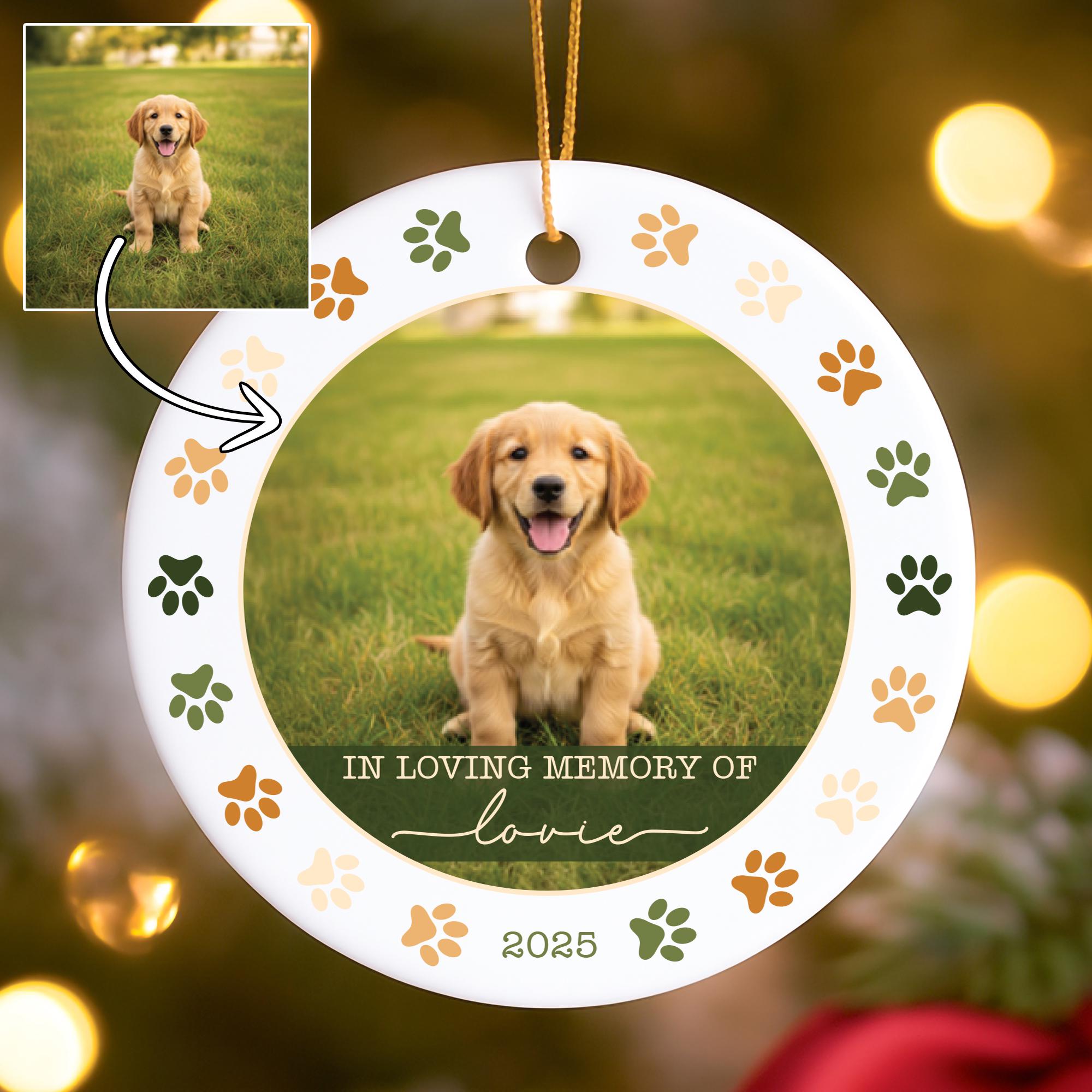 Personalized Pet Memorial Ornament, Custom Dog Cat Photo Keepsake, In Loving Memory, Loss of Pet Sympathy Gift, Glass Ceramic Acrylic