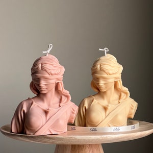 Bougie à la cire de soja Blind Justice : Bougie statue buste de femme